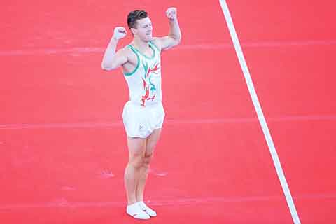 Harry during his floor routine.
