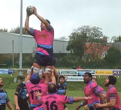 Steffan Phillips secures possession for Narberth.