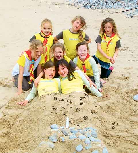 Brownies on Caldey Beach.