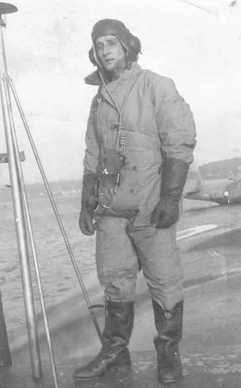 Ogwyn George, an RAF wireless operator from Mountain Ash, pictured on a Sunderland at Pembroke Dock. Pic. Sunderland Trust Archive