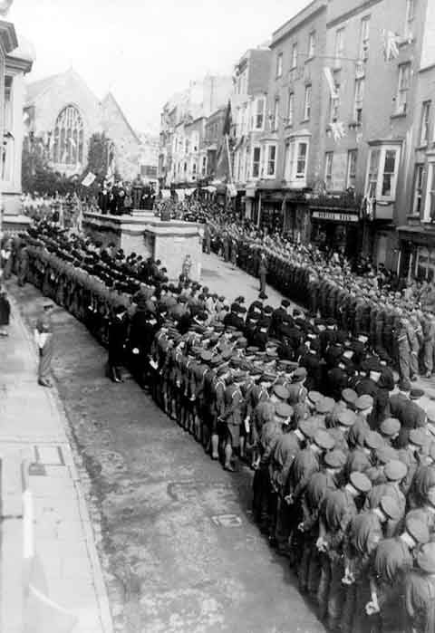 Victory parades in Tudor Square. Picture courtesy of Tenby Museum.