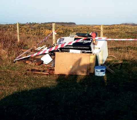 Waste was dumped at two National Park Authority car parks over the Easter bank holiday weekend.