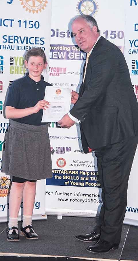 Poppy Cumine, Golden Grove Community School, being presented by Mr Andrew R. T. Davies, AM.