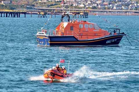 RNLI Angle’s new D Class inshore lifeboat SuperG II and the Tamar class all-weather lifeboat Mark Mason.