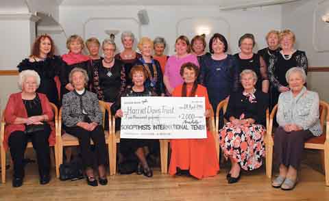 The Tenby Soroptimists present a cheque for £2,000 to Elizabeth Sleight of the Harriet Davis Trust which was chosen by retiring president, Dr. Anne Kelly, as her special charity.