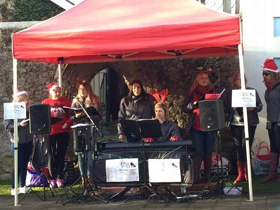 Entertaining at the Tenby Santa Run.