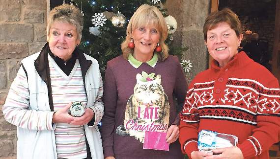Chicken Run prize winners, from left, Liz Crockford (3rd), Heather Thorne (1st) and Jeannie Haig (2nd).