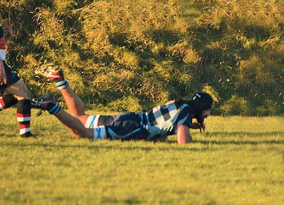 Jake Simm scoring his try. Pic. Elwyn Davies