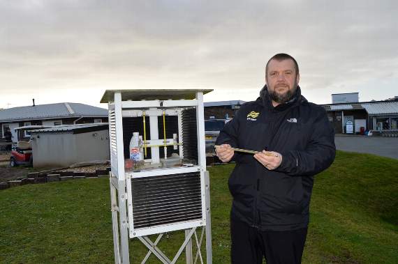 Stuart Herridge seen at the weather station at Tenby Golf Club.