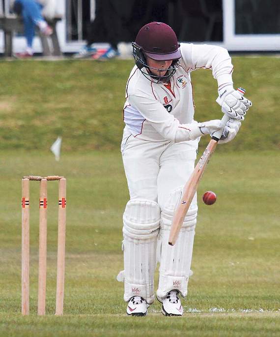 Kurtis Marsh faces Kilgetty’s first ball back in the 1st Div before going on to score 50 runs. Pic. Susan McKehon