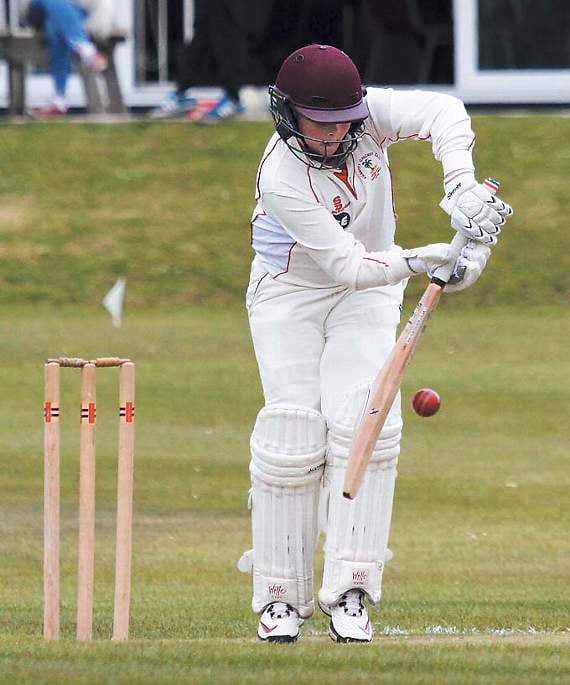 Kurtis Marsh faces Kilgetty’s first ball back in the 1st Div before going on to score 50 runs. Pic. Susan McKehon