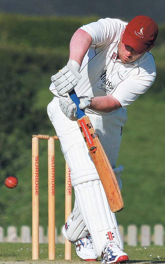 Simon Cole who top scored with 60 not out for Cresselly steers the ball to point. Pic. Brian McKehon
