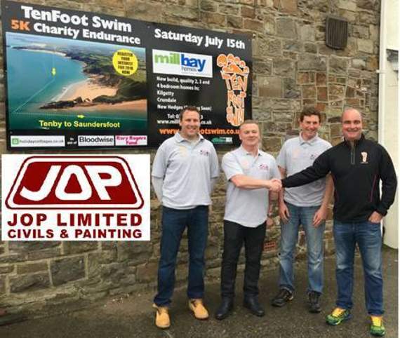 Pictured from left: Dan Cunningham, Neal Merchant and Luc Jenkins, of JOP, along with Chris Williams, TenFoot Swim.