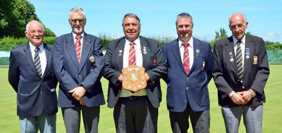 Senior Triples winners Tony Wilks, Phil John and Richard O’Leary (Haverfordwest) with David Summers and Jim Thomas.
