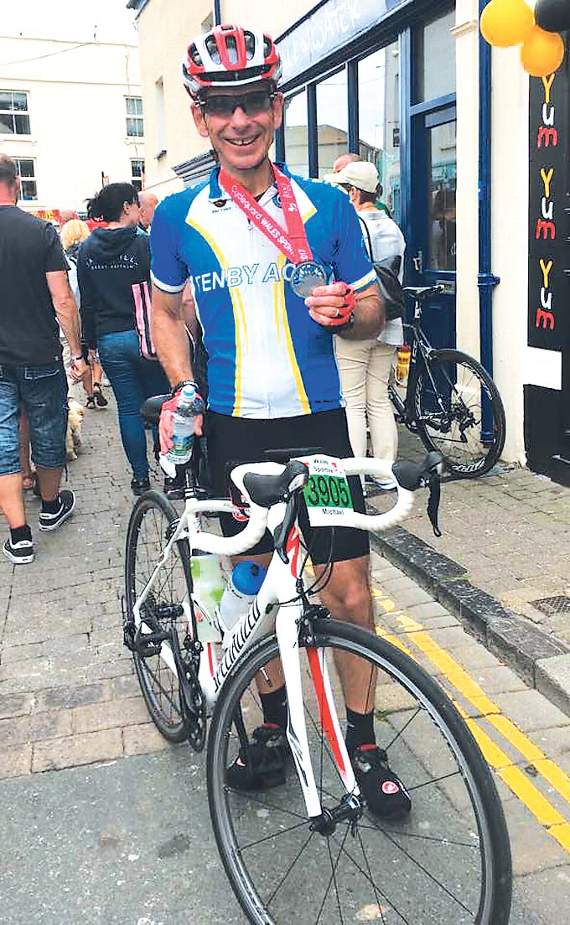 Dan Belli at the finish of the 66-mile ride.
