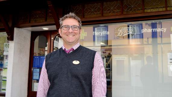 Dave pictured at the Boots pharmacy in Whitland