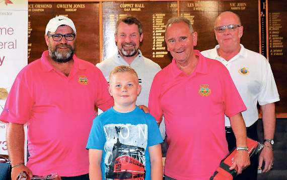 Runners-up were Saundersfoot’s Myrddin Dennis and Brian Desmond, seen with Paul Blayney, and Simon and Lewis Rossiter.