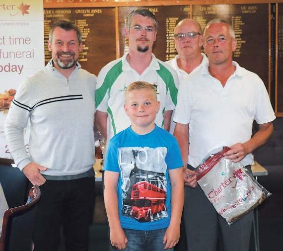 Winners of the third place play-off were Whitland pair Steve and Ashley Reese, seen with Paul Blayney, and Simon and Lewis Rossiter.