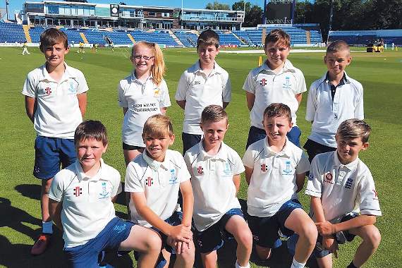 Sageston’s cricketers at the Swalec Stadium.