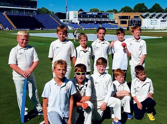 Young cricketers from Saundersfoot at the Swalec Stadium.