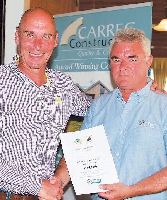 Best High Handicap Rabbit - Chris Smith from Tenby (left) with Andrew Phillips from Carreg Construction.