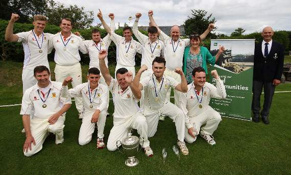 Division One champions Carew pictured celebrating their controversial league win (Pic. Susan McKehon)