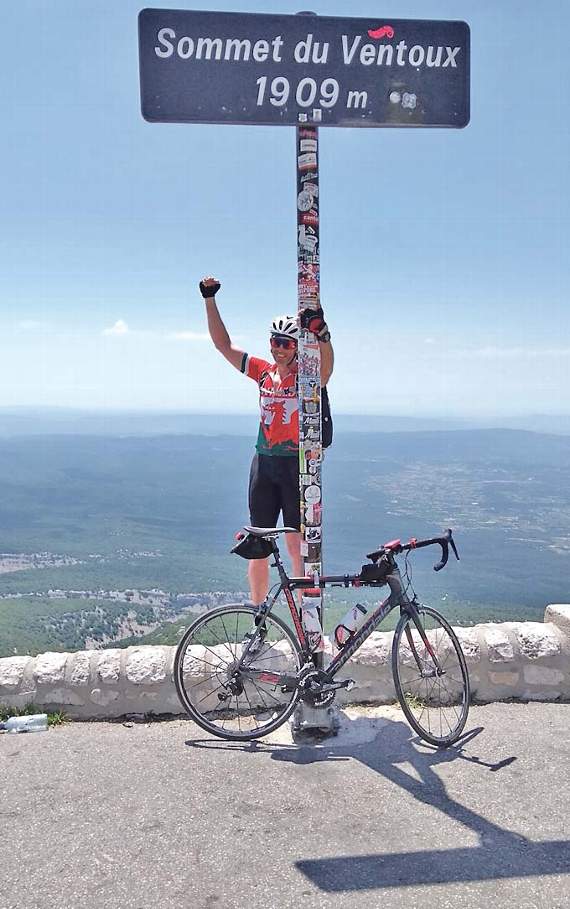 Mat Greener at the summit of Mount Ventoux.