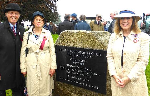 The president and his lady, Mr. and Mrs. Edward Morris, with Ms Sara Edwards, Lord Lieutenant of Dyfed, at the unveiling of a plaque marking 200 years of the club.