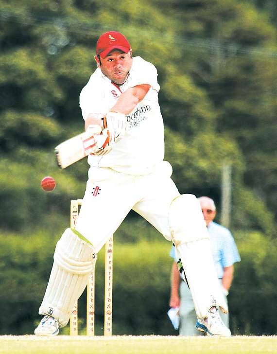 Ryan Lewis hit a spirited 28 off just five scoring balls as Cresselly fought to the end. Pic. Brian McKehon
