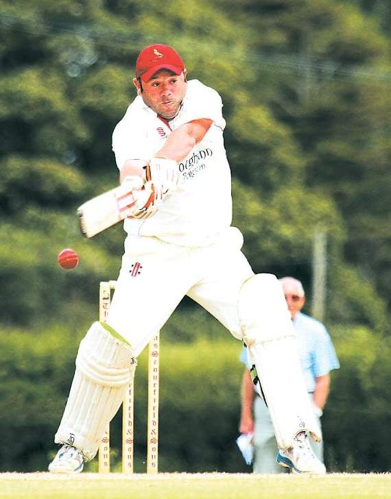 Ryan Lewis hit a spirited 28 off just five scoring balls as Cresselly fought to the end. Pic. Brian McKehon