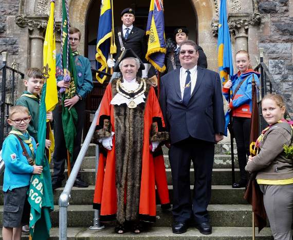 Mayor of Narberth, Clr. Mrs. Ruth Platt, and her consort, Clr. Mike Platt attend church. (Pic. Malcolm Richards)