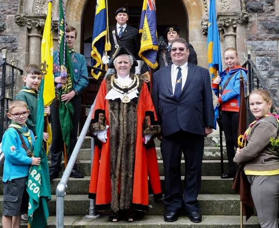 Mayor of Narberth, Clr. Mrs. Ruth Platt, and her consort, Clr. Mike Platt attend church. (Pic. Malcolm Richards)