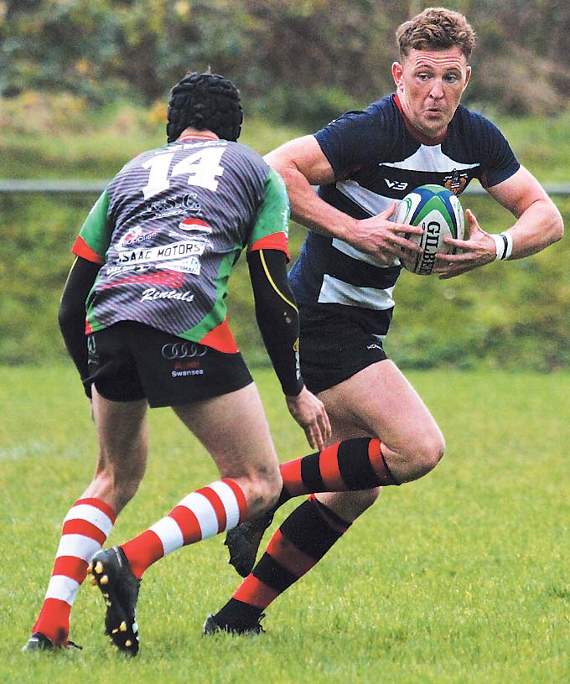 Pat Roberts on the charge for Tenby. Pic. Susan McKehon
