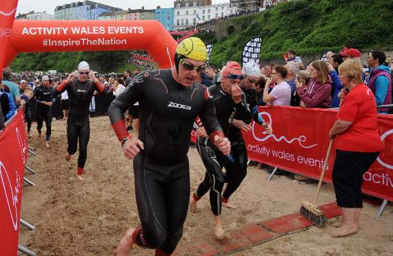 The course consists of a 2.4 mile swim