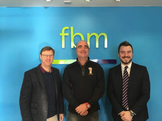 Chris Williams (centre) with representatives from the main sponsor FBM Estate Agents, Tim Brace (left) and Ed Spence.