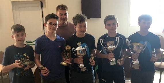 The Under 13s side at the presentation night.