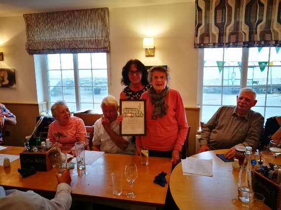 Sue Reece, fundraising manager, presented a certificate to Penelope Meyrick.