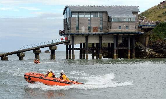 The inshore lifeboat was also out on the water during the day.