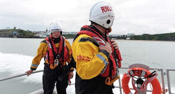 Crew members pictured on board the ALB