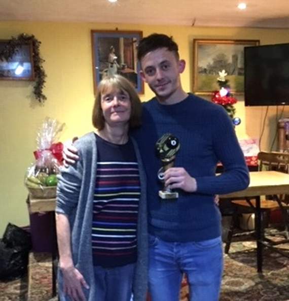 Winner of the pool tournament, Tony Evans with Maria Evans.