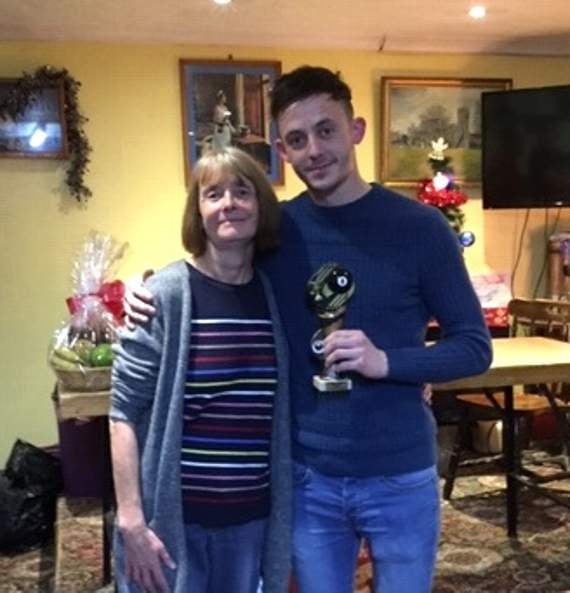 Winner of the pool tournament, Tony Evans with Maria Evans.