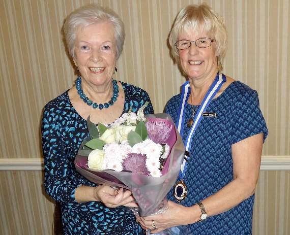 Outgoing president Rita Evans with new president Yvonne Hurton.