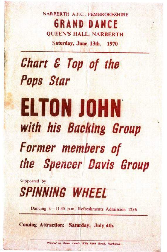 The Elton John gig flyer