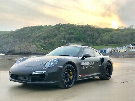 The 1200hp MADMAX Porsche on Pendine Beach.