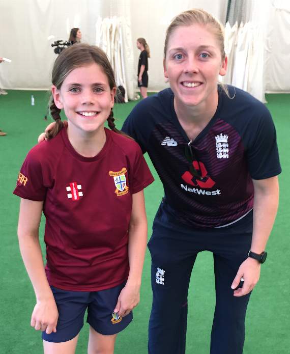 Rosie Reynold with England Women's captain Heather Knight
