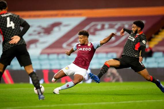 Ollie Watkins in action for Aston Villa against Liverpool.