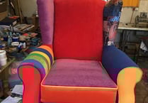 Stuart's rainbow chair made in a day for auction