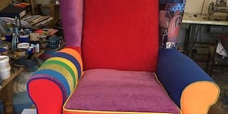Stuart's rainbow chair made in a day for auction