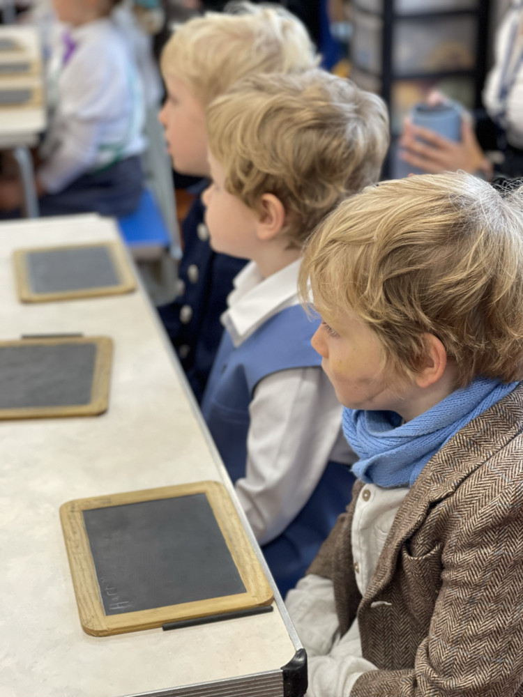 Pupils dressed in costume for a Victorian day