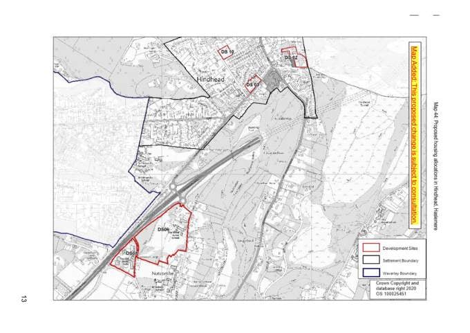 The Royal School site, represented on the map as ‘DS06’, is earmarked for 90 homes in the amended Waverley Local Plan Part Two – and is located next to The Old Grove at High Pitfold (DS08) which is now earmarked for 40 homes